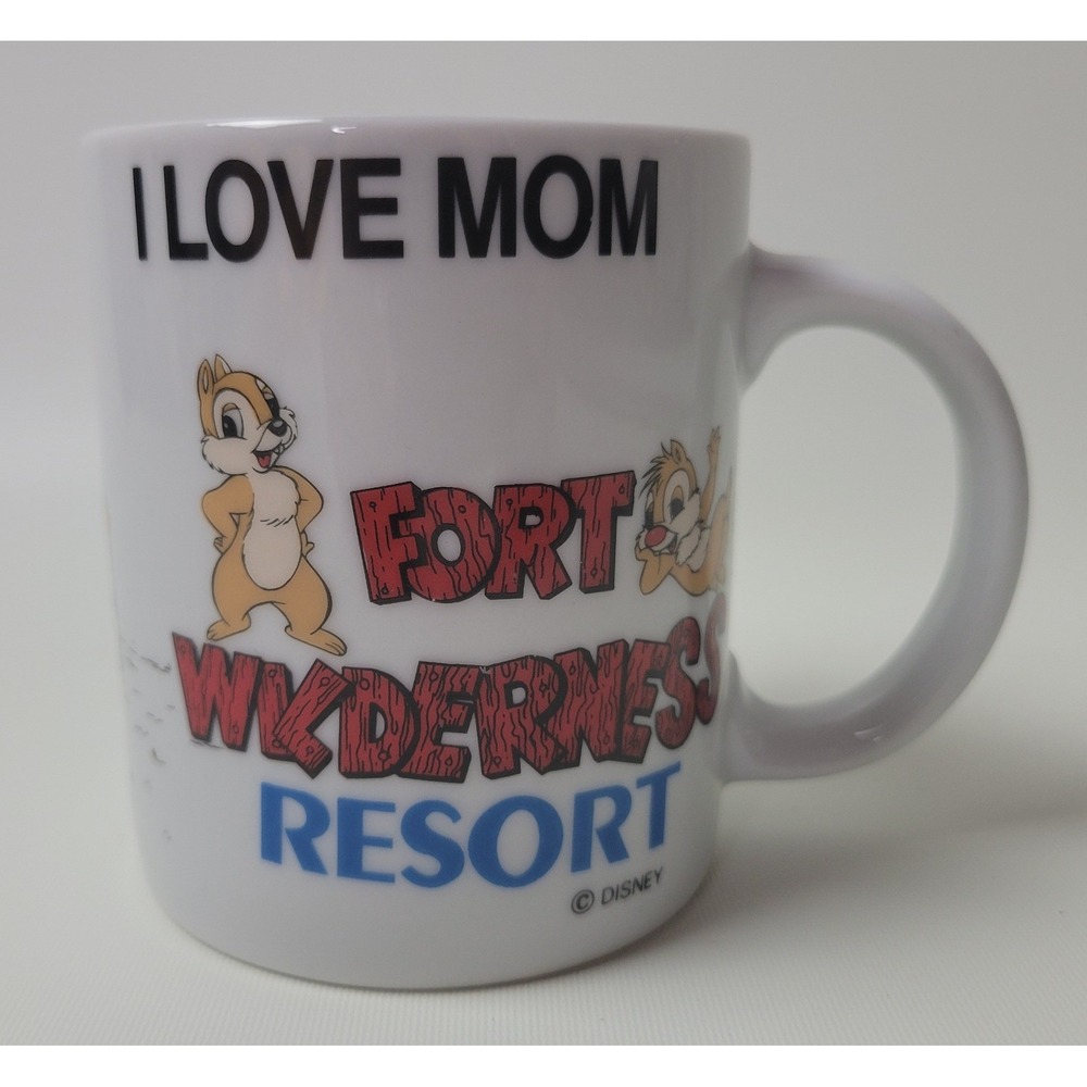 Disney Fort Wilderness Resort I Love Mom Vintage Mug Mickey Minnie Chip n Dale
